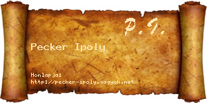Pecker Ipoly névjegykártya